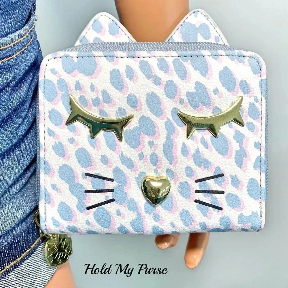 Betsey Johnson Leopard Print Kitty Cat Bag Wallet NWT